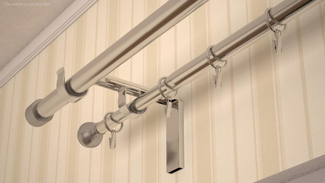 Silver Curtain Rods 3D model