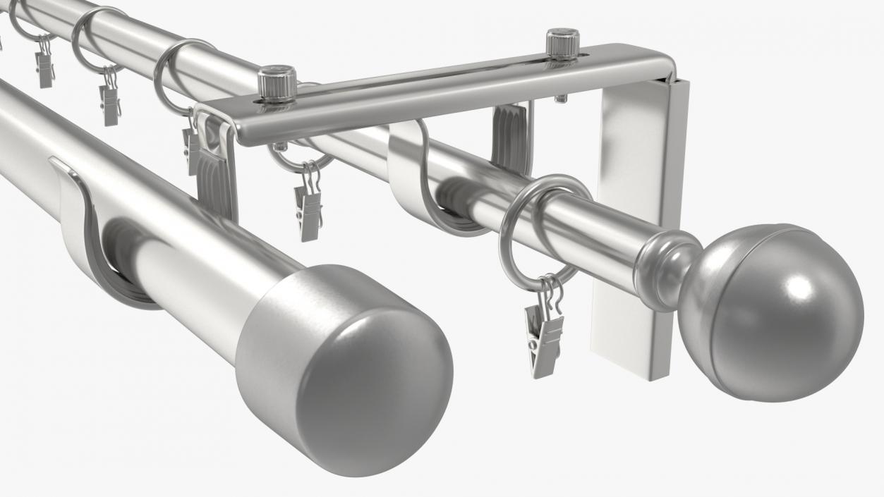 Silver Curtain Rods 3D model