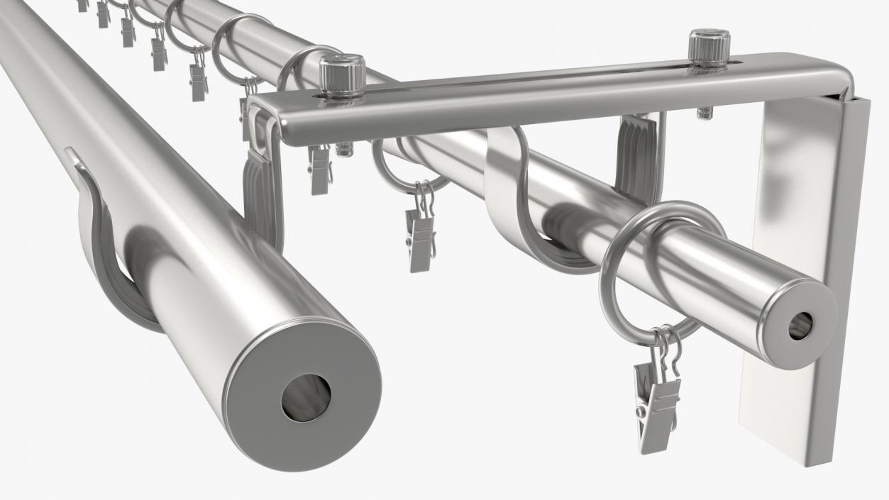 Silver Curtain Rods 3D model