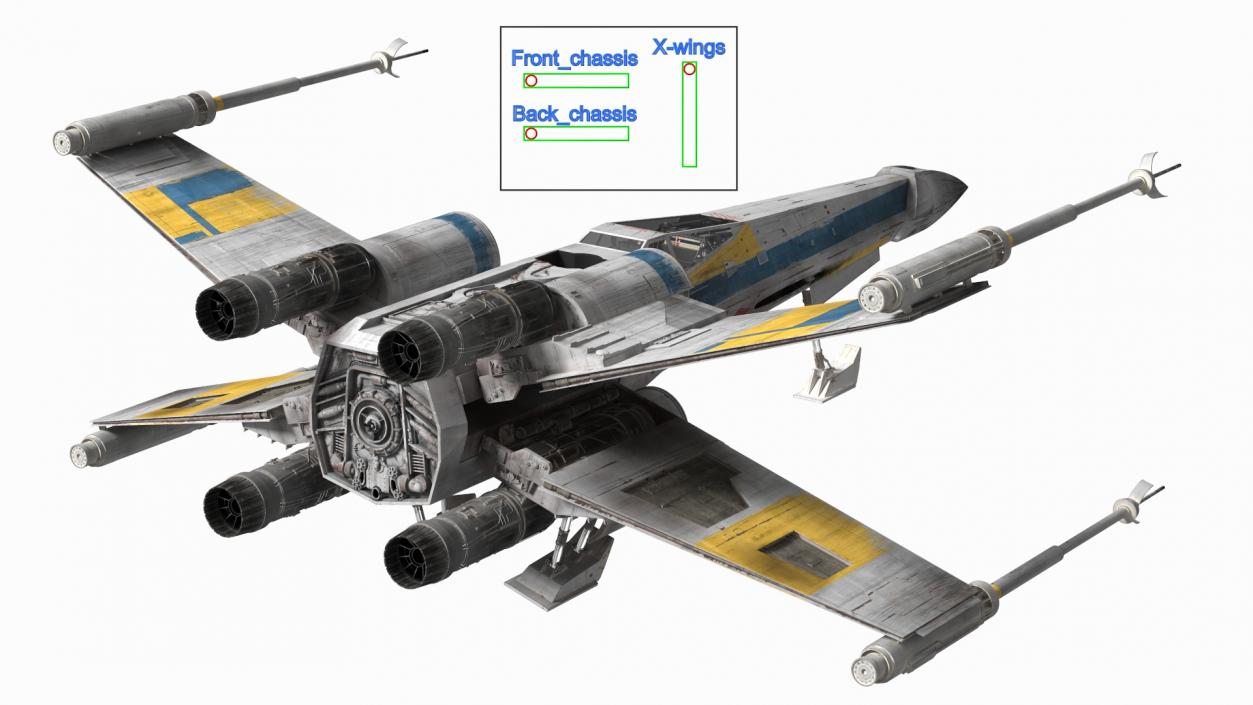 3D model X-Wing Starfighter Rigged