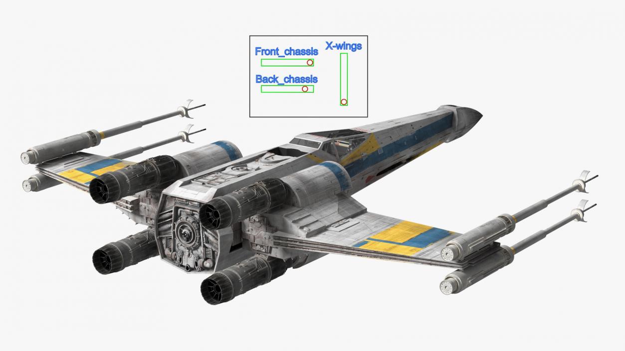 3D model X-Wing Starfighter Rigged