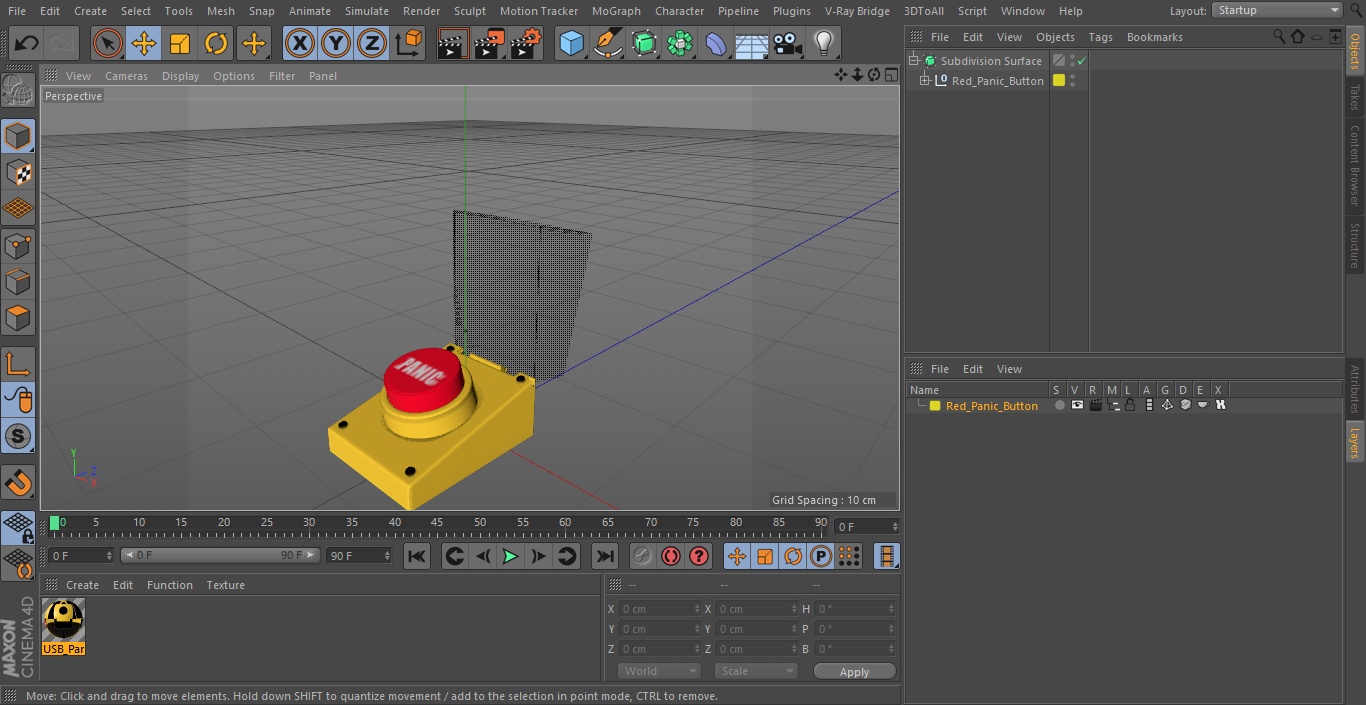 3D Red Panic Button