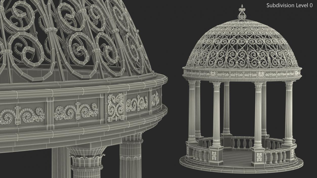 3D Marble Stone Garden Gazebo