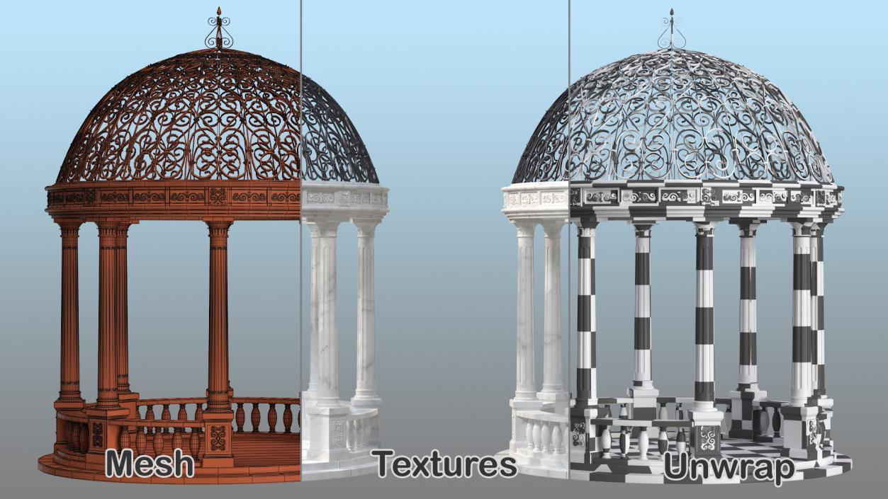 3D Marble Stone Garden Gazebo