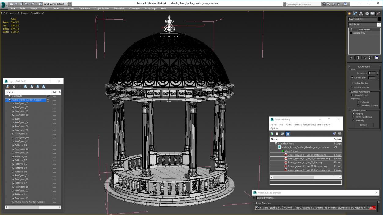 3D Marble Stone Garden Gazebo