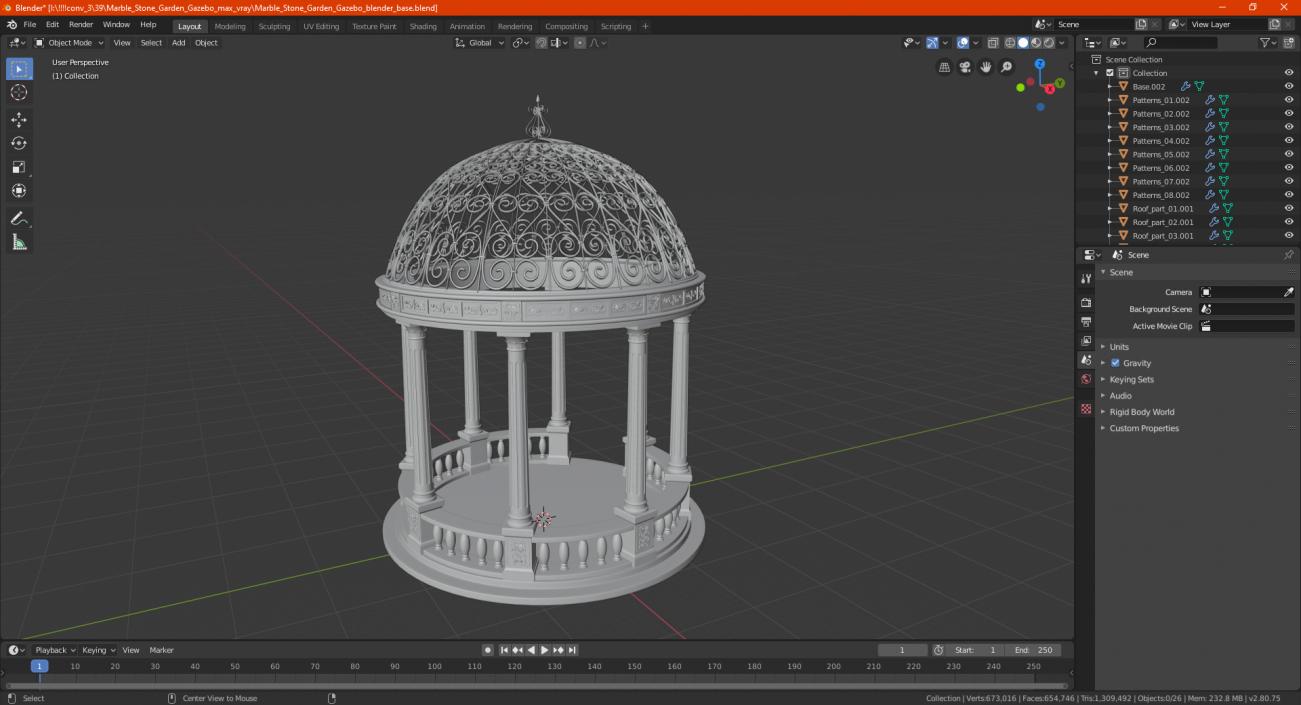 3D Marble Stone Garden Gazebo