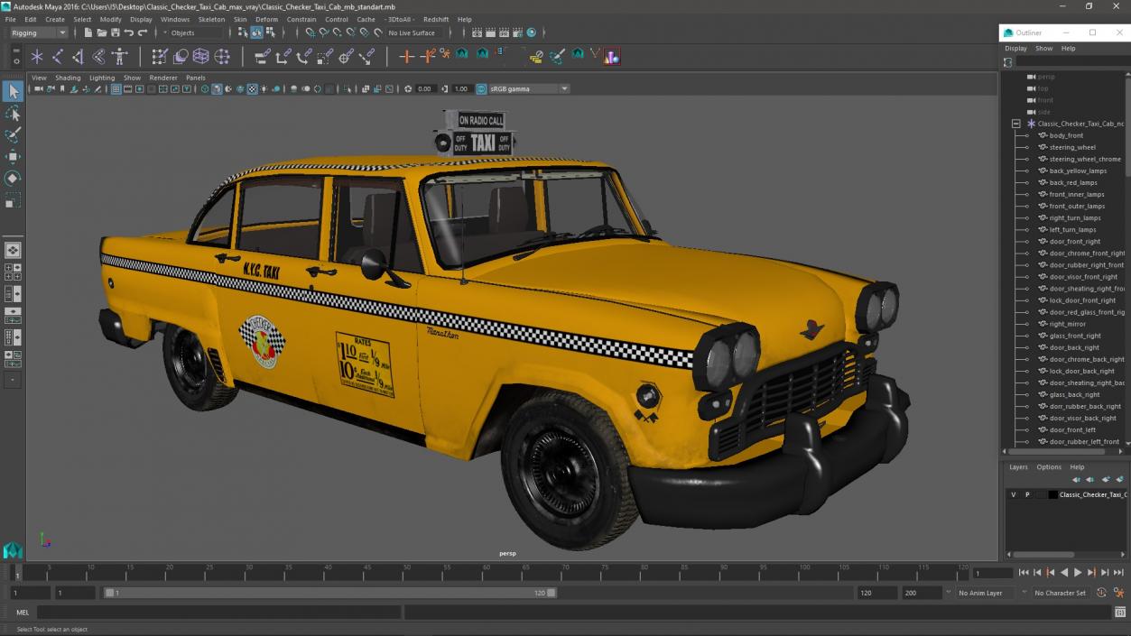 Classic Checker Taxi Cab 3D model