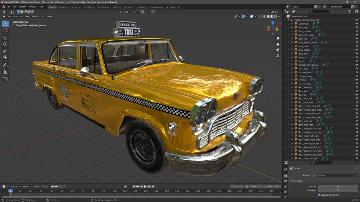 Classic Checker Taxi Cab 3D model