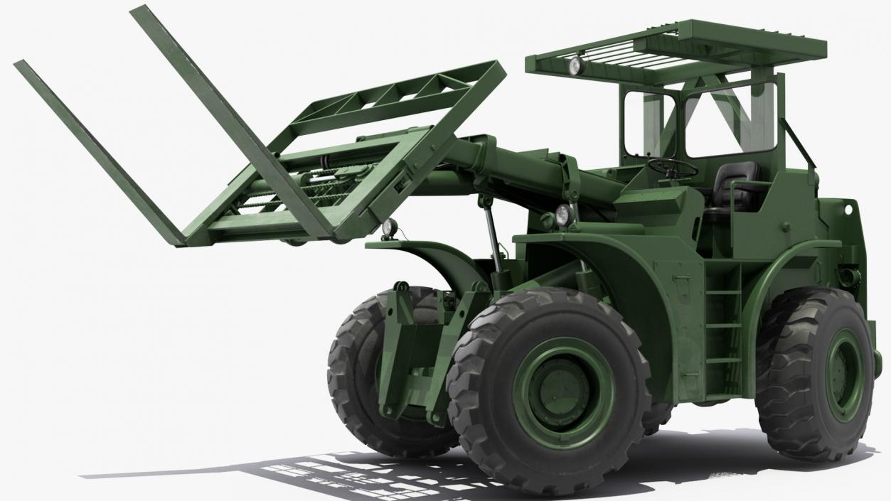 Pettibone Rough Terrain Military Forklift Green Rigged 3D model