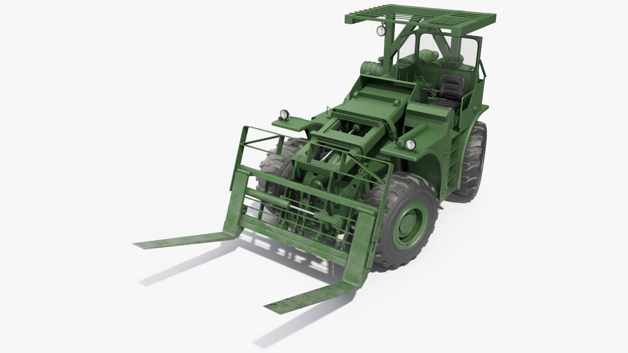 Pettibone Rough Terrain Military Forklift Green Rigged 3D model