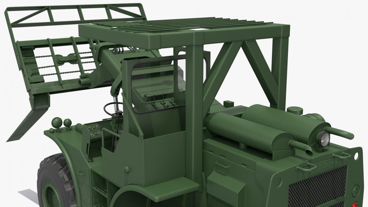 Pettibone Rough Terrain Military Forklift Green Rigged 3D model