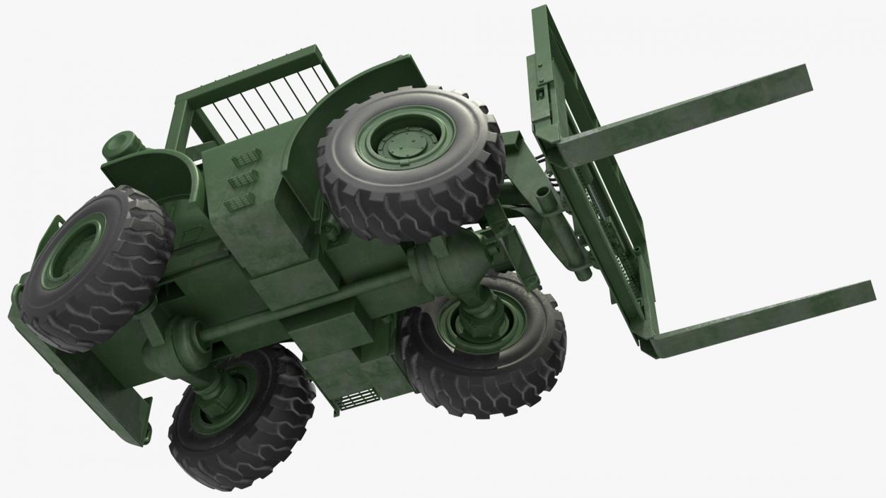 Pettibone Rough Terrain Military Forklift Green Rigged 3D model