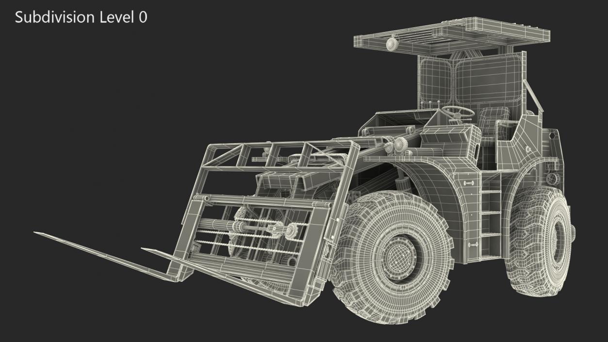 Pettibone Rough Terrain Military Forklift Green Rigged 3D model