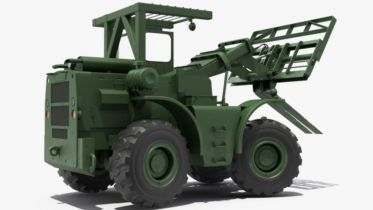 Pettibone Rough Terrain Military Forklift Green Rigged 3D model