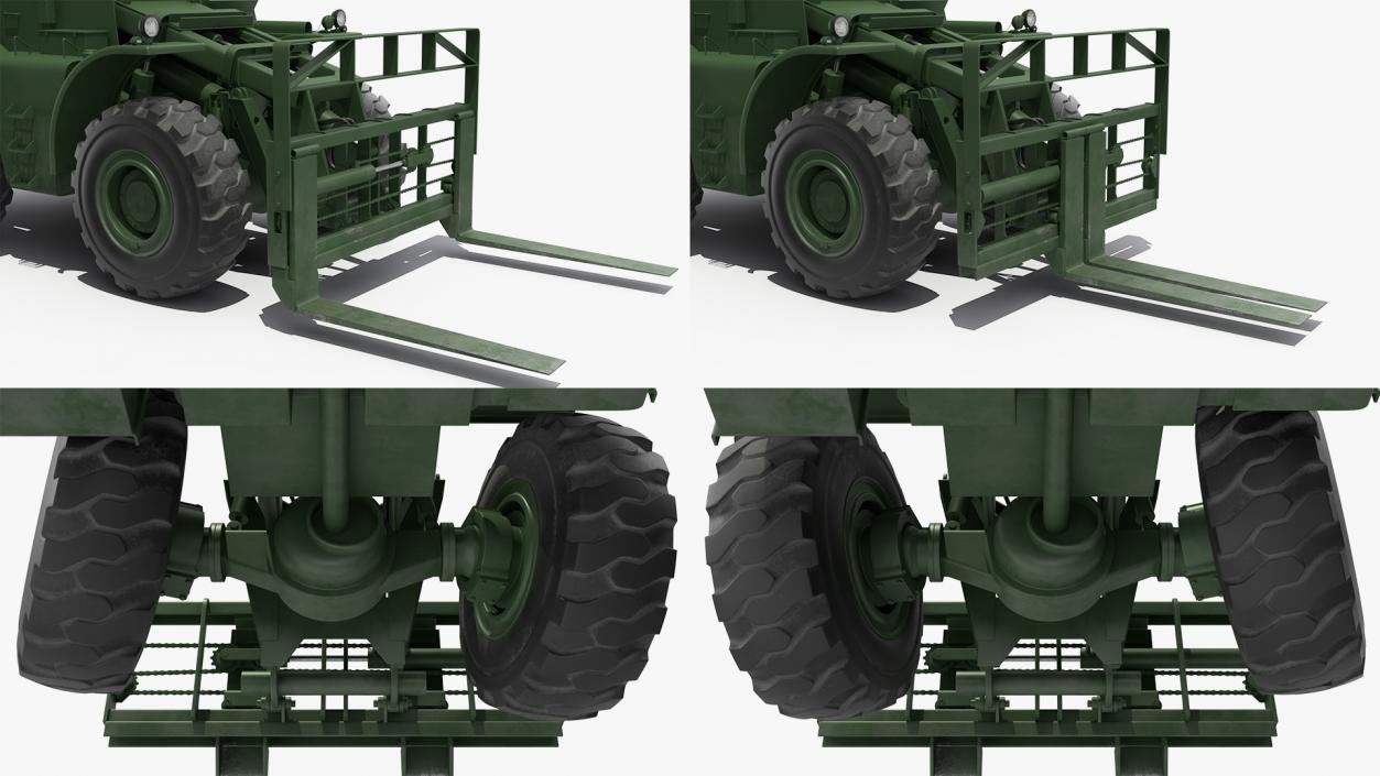 Pettibone Rough Terrain Military Forklift Green Rigged 3D model