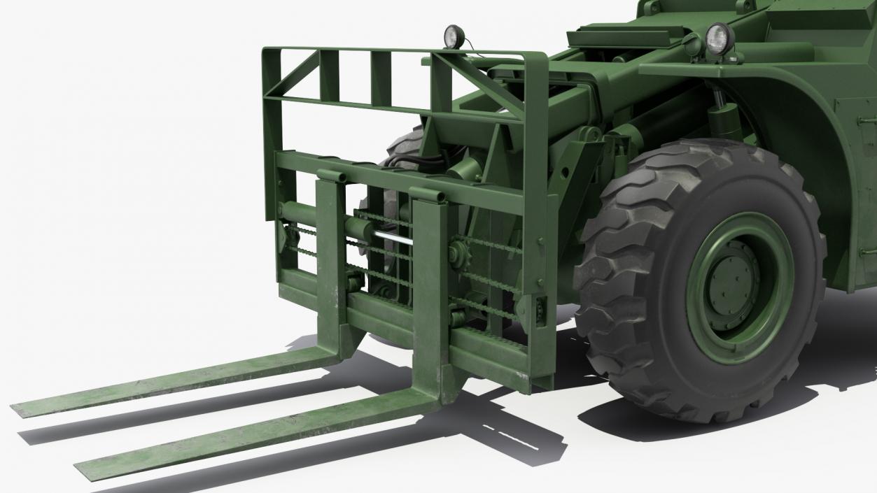 Pettibone Rough Terrain Military Forklift Green Rigged 3D model