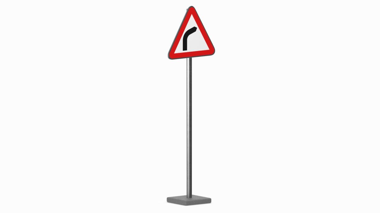 3D Bend to Right Road Sign model