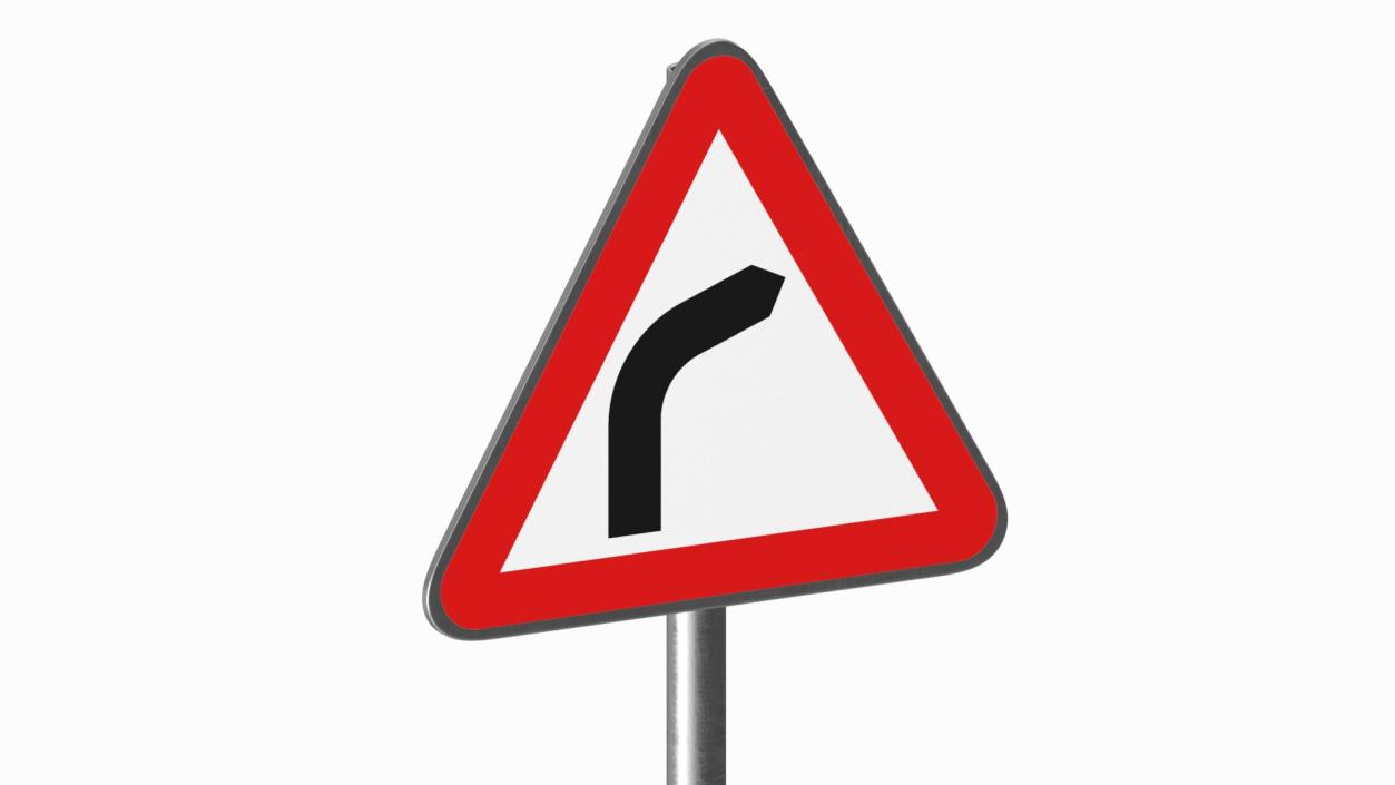 3D Bend to Right Road Sign model