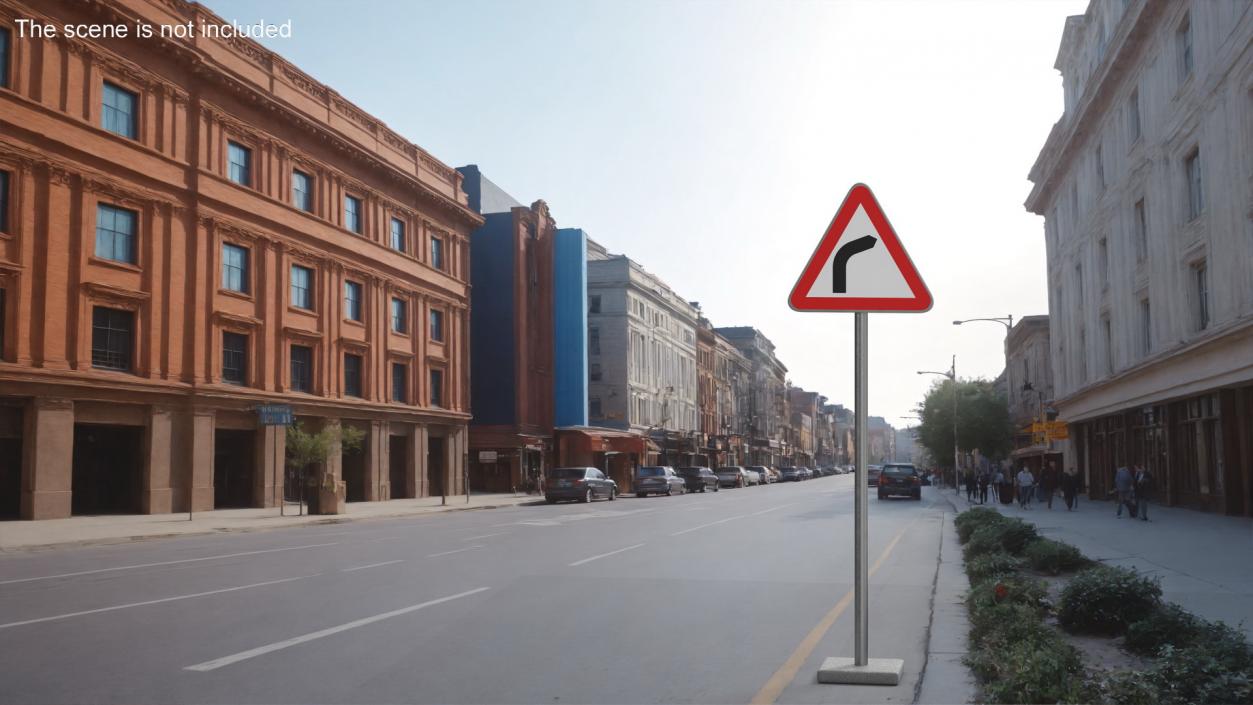 3D Bend to Right Road Sign model