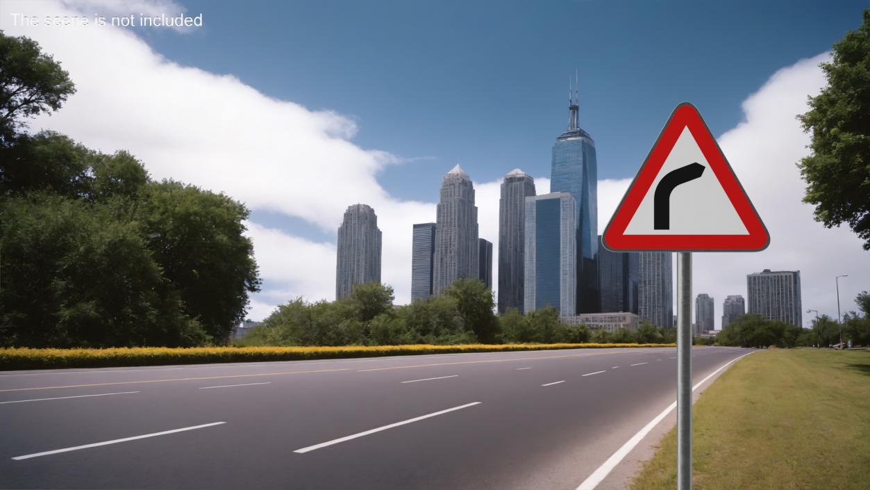 3D Bend to Right Road Sign model