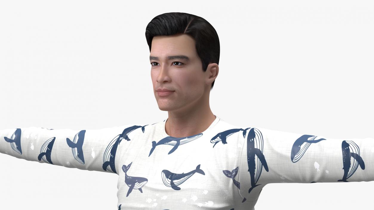 3D model Asian Man Home Style Clothes Rigged