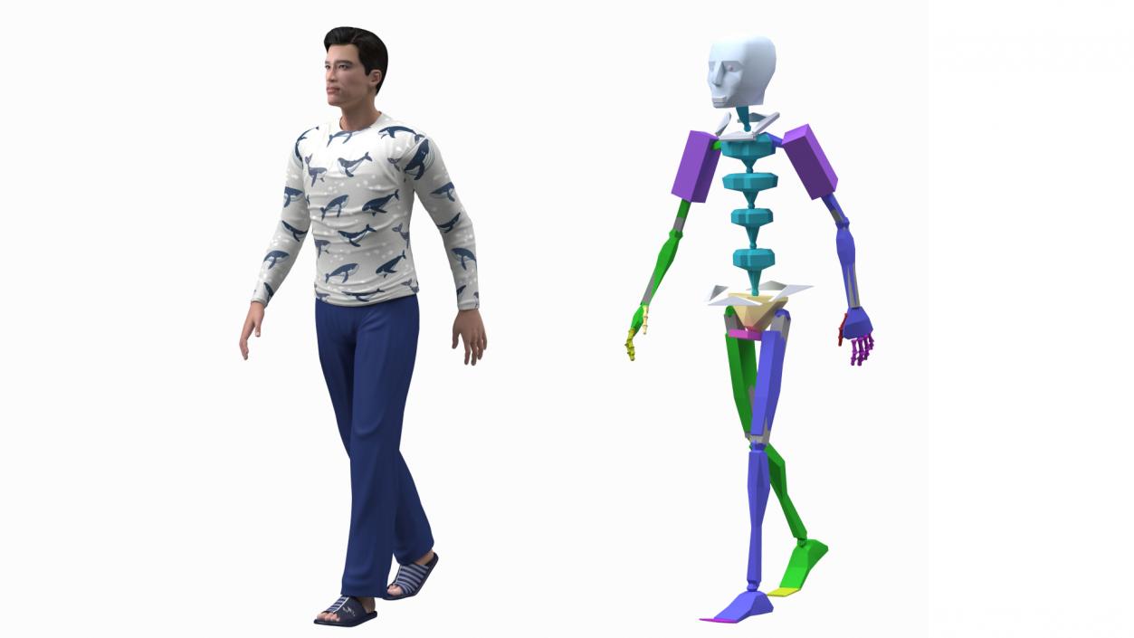 3D model Asian Man Home Style Clothes Rigged