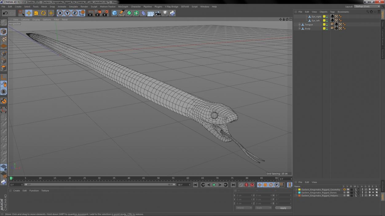 3D Eastern Kingsnake Rigged for Cinema 4D model