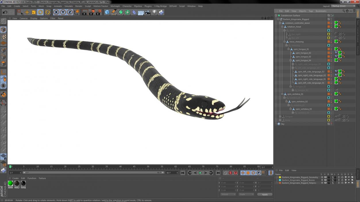 3D Eastern Kingsnake Rigged for Cinema 4D model