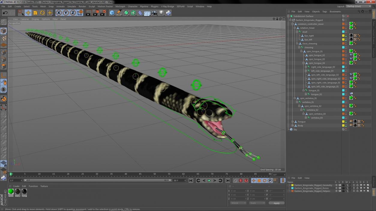 3D Eastern Kingsnake Rigged for Cinema 4D model