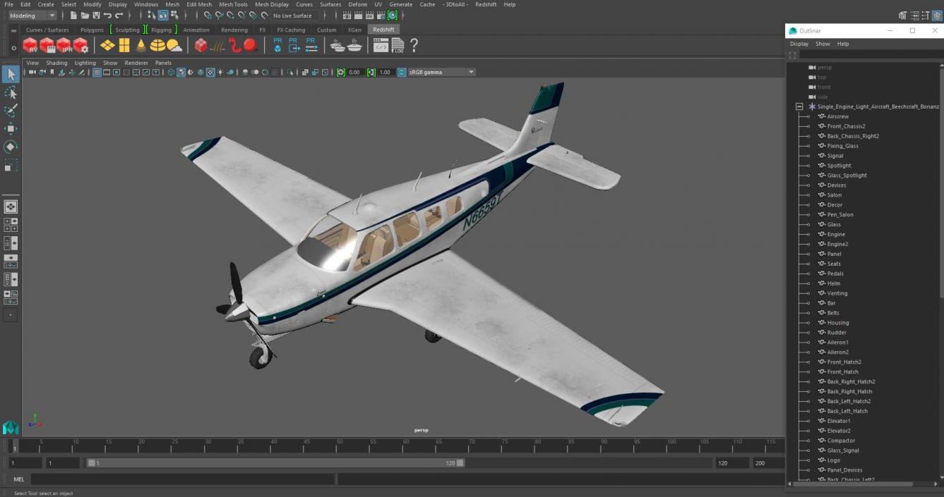 Single Engine Light Aircraft Beechcraft Bonanza 3D