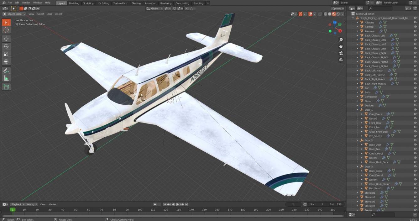 Single Engine Light Aircraft Beechcraft Bonanza 3D