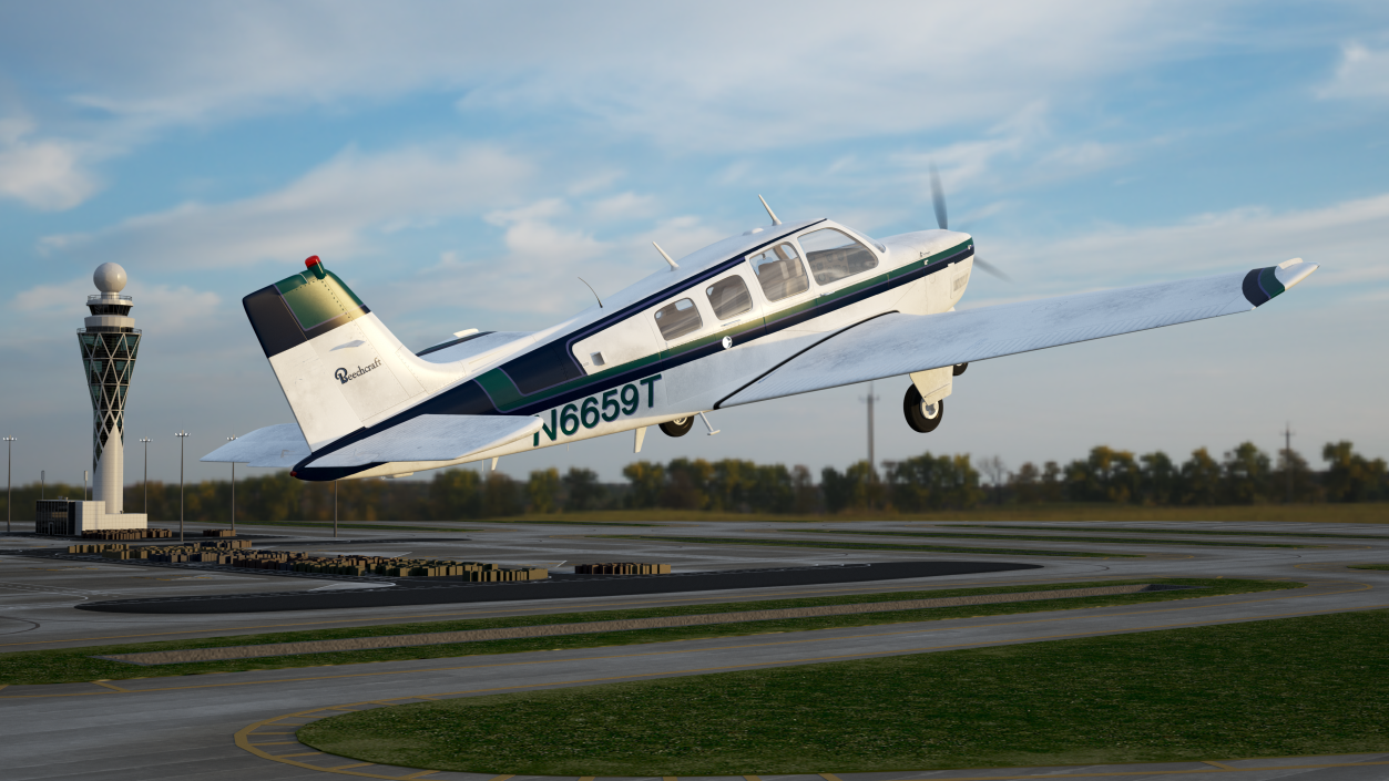 Single Engine Light Aircraft Beechcraft Bonanza 3D