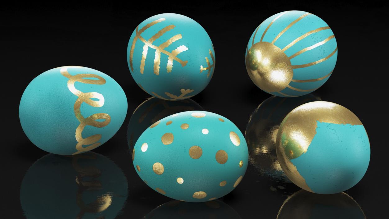 3D Easter Eggs with Ribbon Collection 2