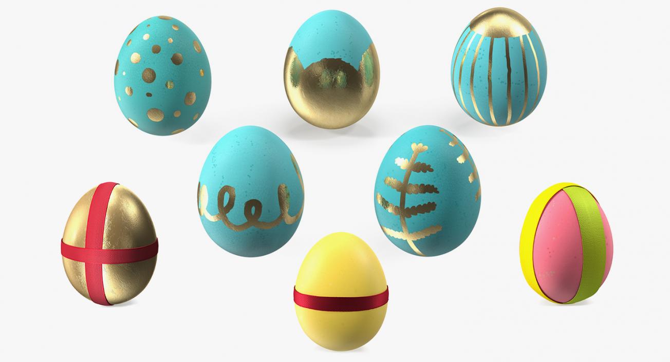 3D Easter Eggs with Ribbon Collection 2