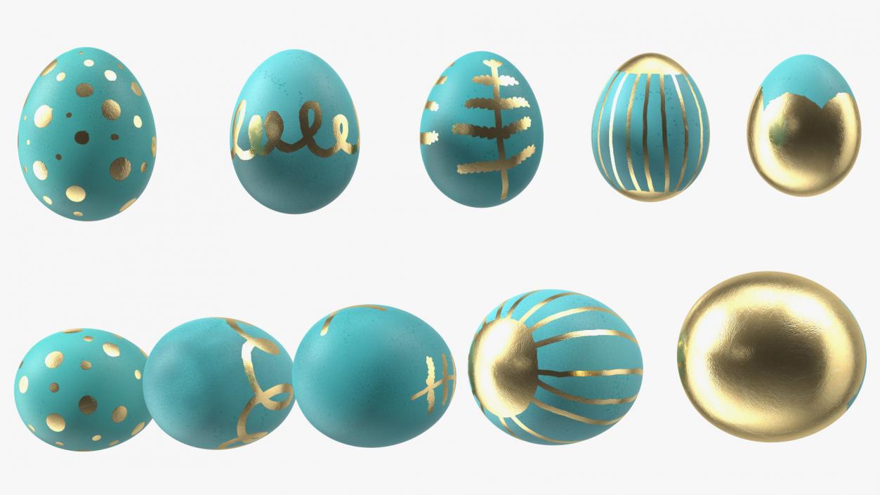 3D Easter Eggs with Ribbon Collection 2