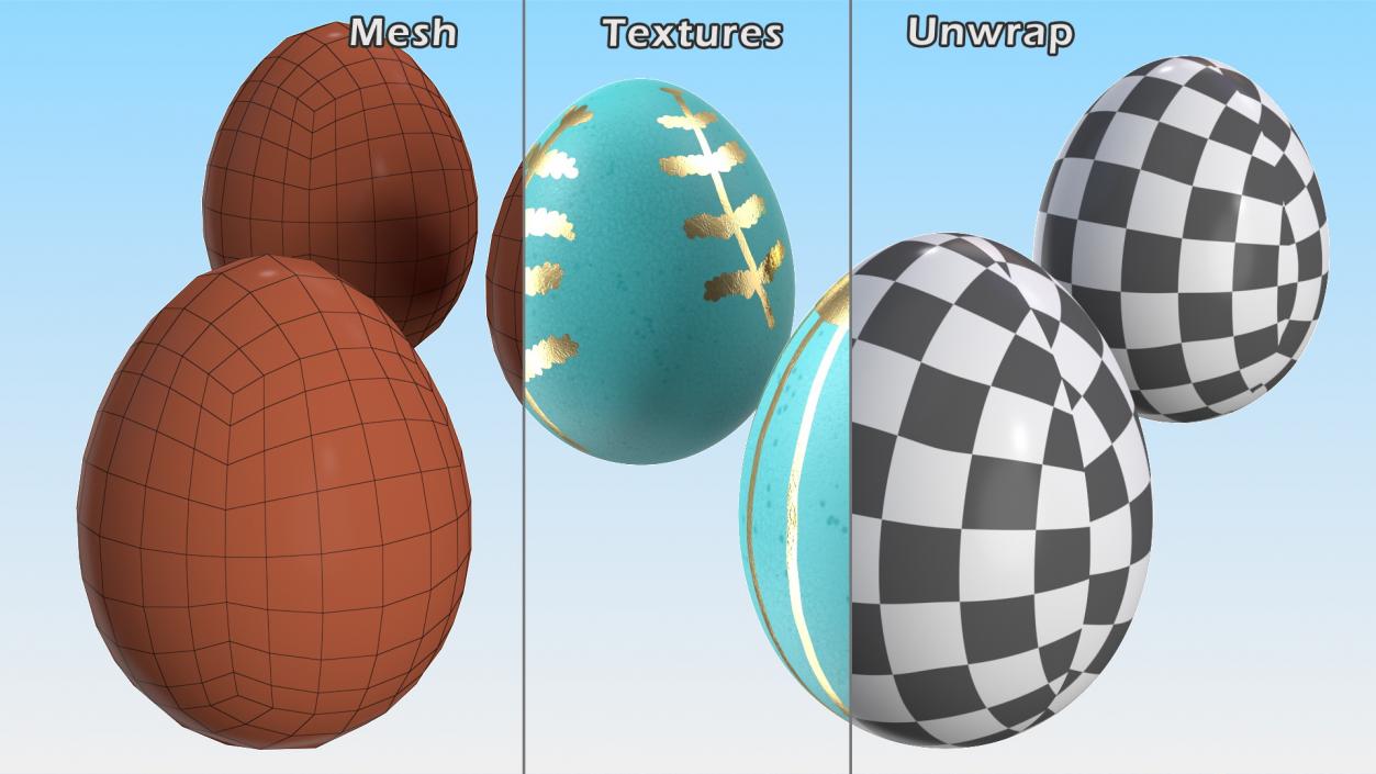 3D Easter Eggs with Ribbon Collection 2