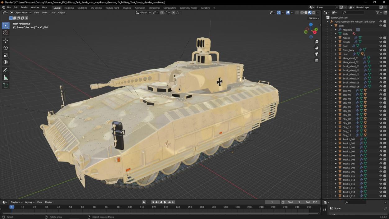 3D model Puma German IFV Military Tank Sandy