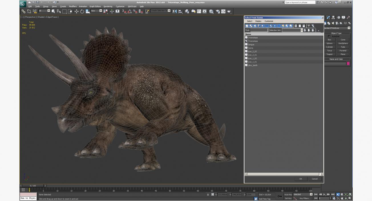 Triceratops Walking Pose 3D model