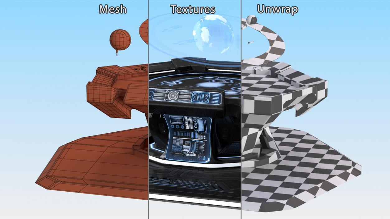 3D Sci Fi Holographic Tables Collection 2 model