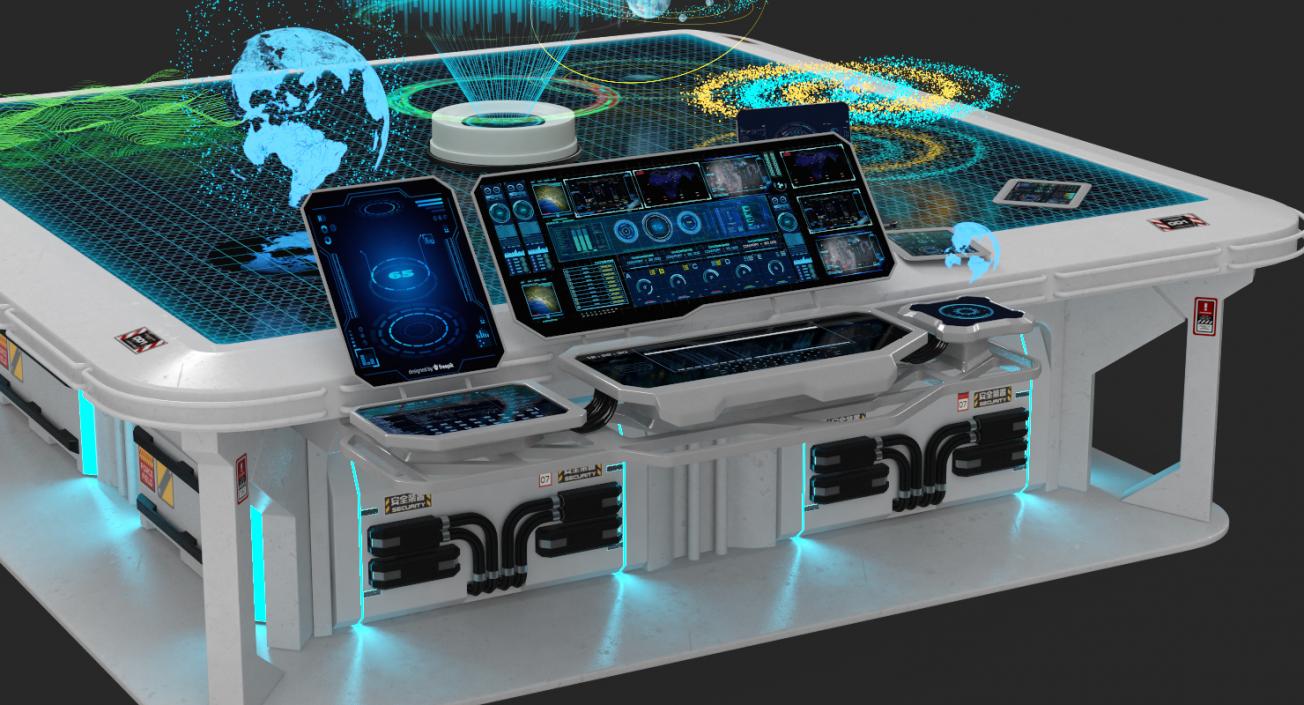 3D Sci Fi Holographic Tables Collection 2 model