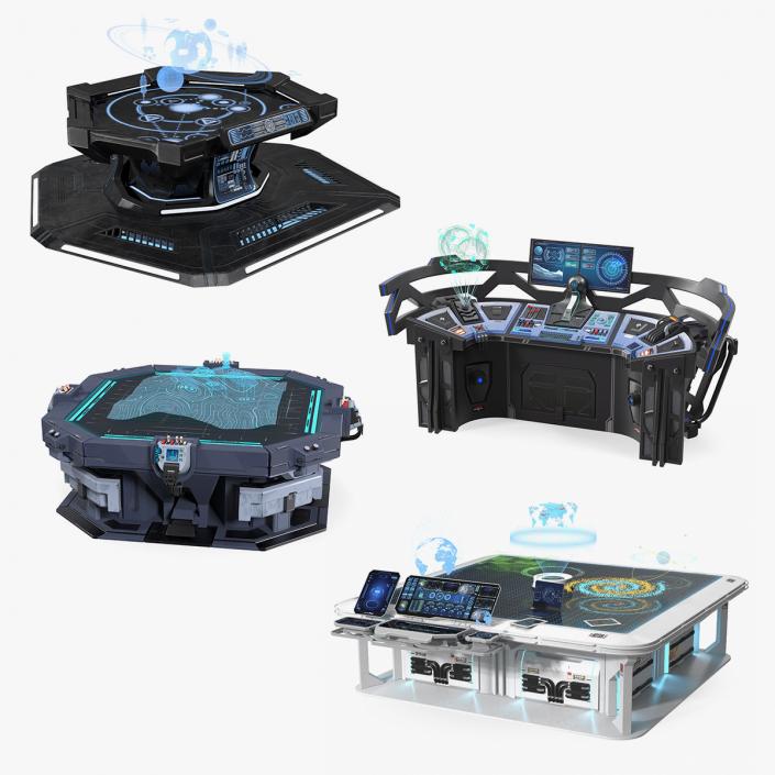 3D Sci Fi Holographic Tables Collection 2 model