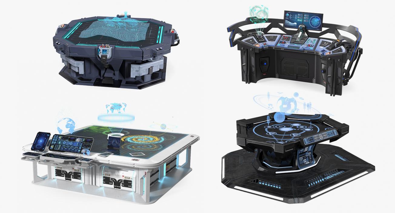 3D Sci Fi Holographic Tables Collection 2 model