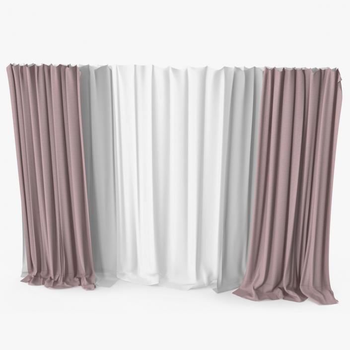 3D Curtain Set Pink