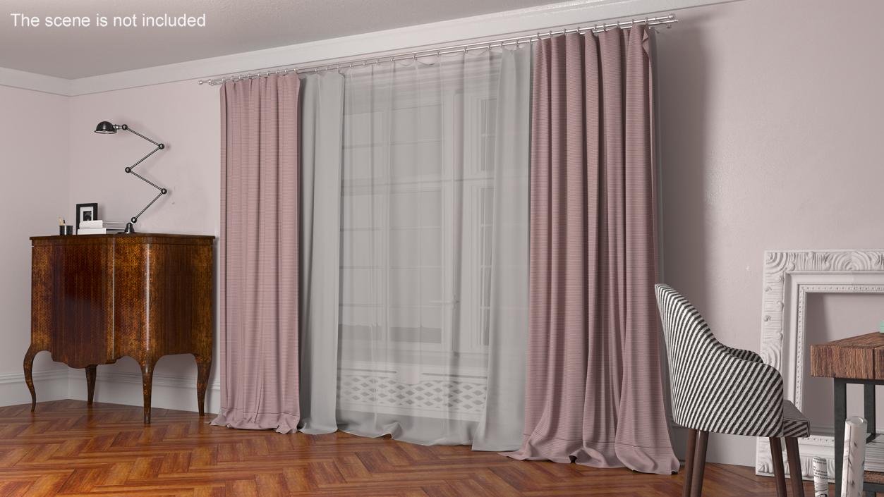 3D Curtain Set Pink