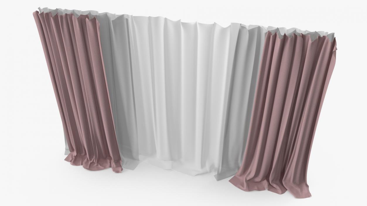 3D Curtain Set Pink