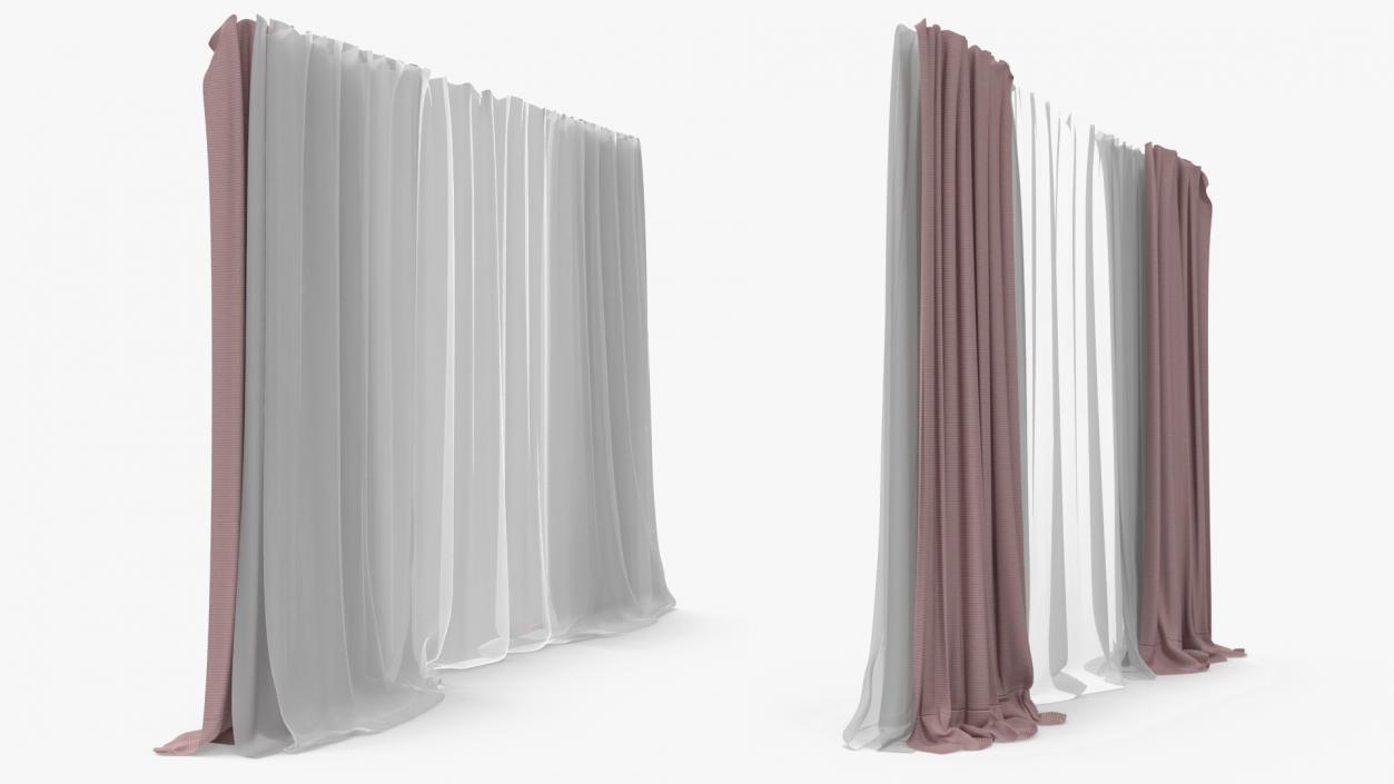 3D Curtain Set Pink