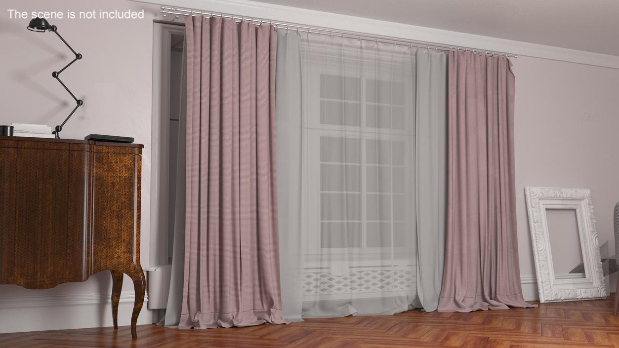 3D Curtain Set Pink