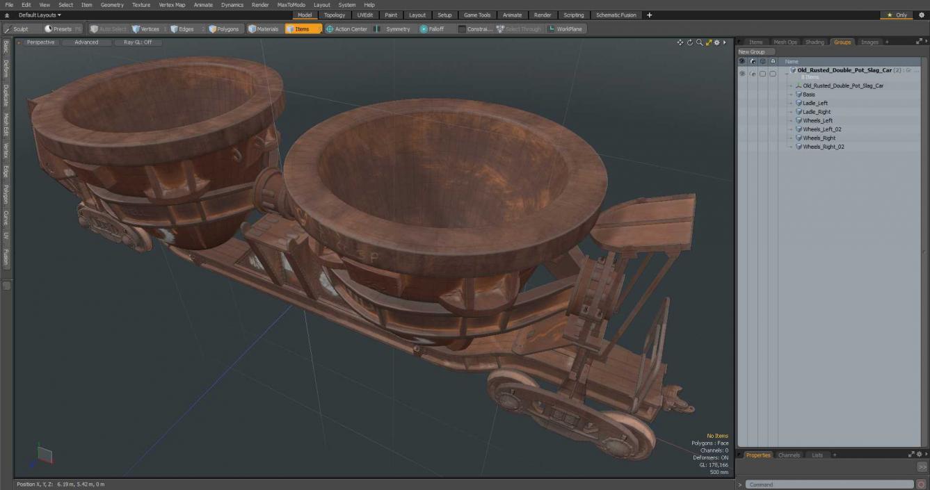 3D model Old Rusted Double Pot Slag Car