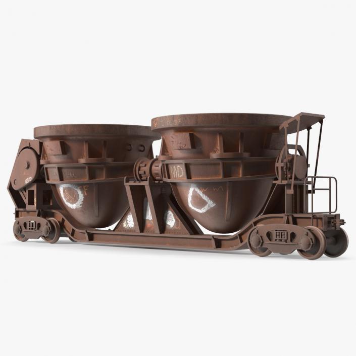 3D model Old Rusted Double Pot Slag Car