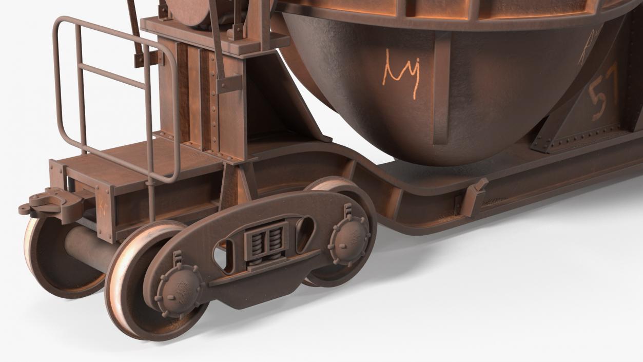 3D model Old Rusted Double Pot Slag Car